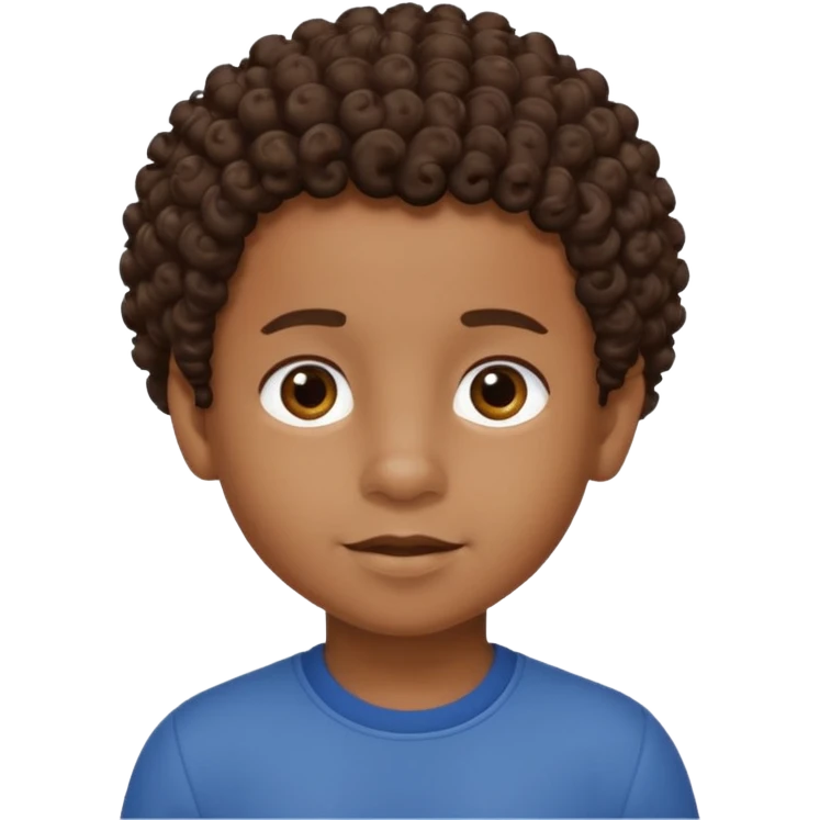 Black 6 year old boy with curly brown hair emoji
