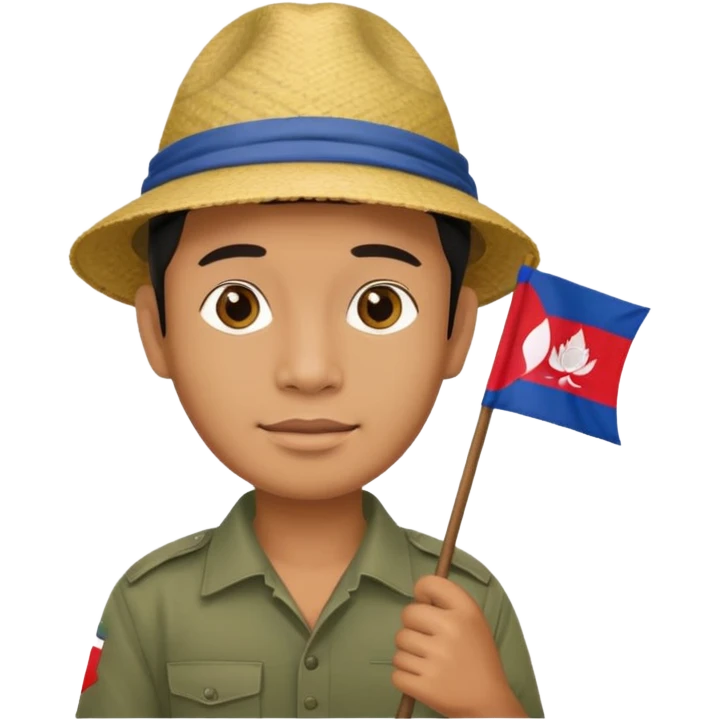 Cambodian man Tourist Guide with small flag in hand emoji