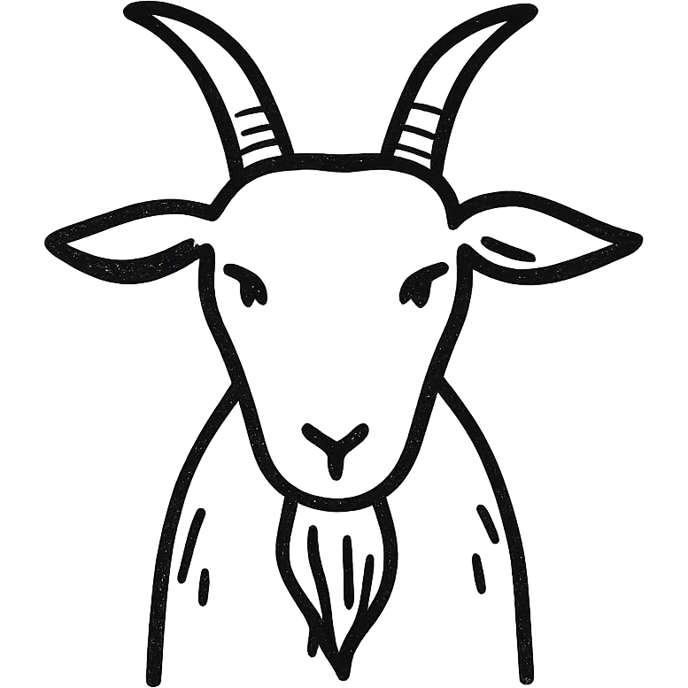 black goat from the front, simple, clear emoji