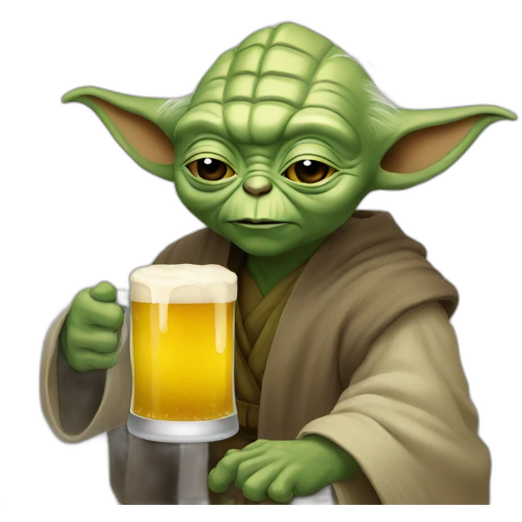 Yoda drinking beer emoji