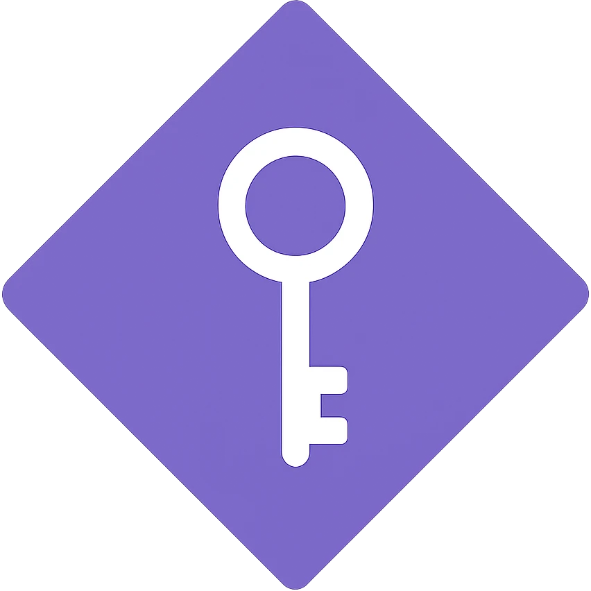 diamond, color #9665db, with 🗝️key  symbol on the diamond. emoji