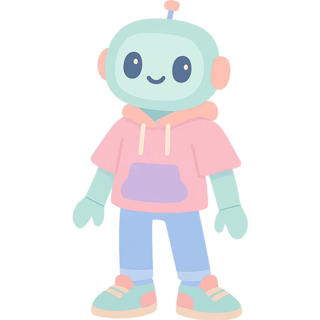 A teenage robot in bright teenage clothes and sneakers emoji