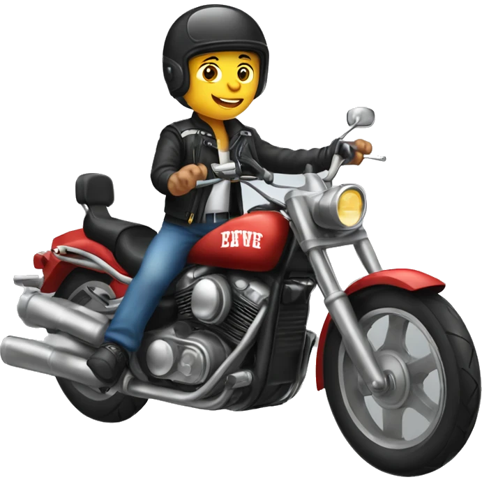 cartoon teenage biker dude on a motorcycle with a transparent background emoji