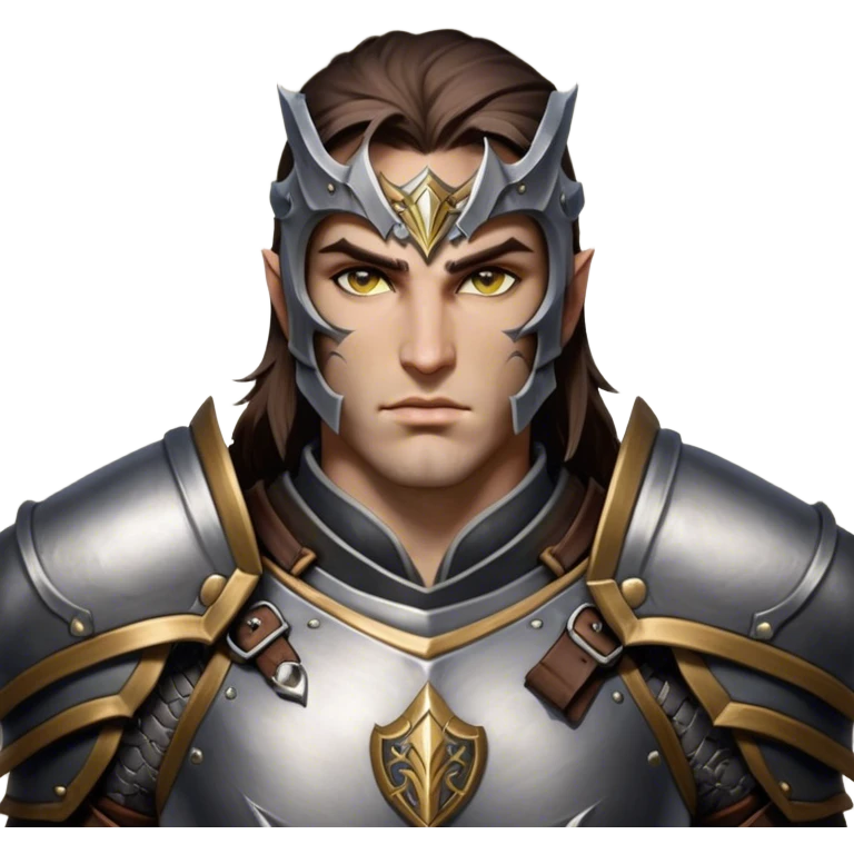 Cinematic Realistic WoW Human Warrior Portrait, head tilted epicly and inquisitively, showcasing a commanding presence and heroic grace. His chiseled features, resolute eyes, and meticulously crafted steel armor with leather accents in harmonious greys and bronzes are rendered with lifelike clarity and dramatic lighting, high shine, epic and awe-inspiring, embodying the spirit of a warrior poised for battle. emoji