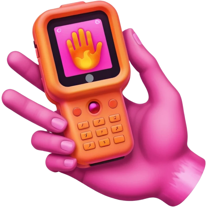 A hand with a thermal camera effect, pink color emoji