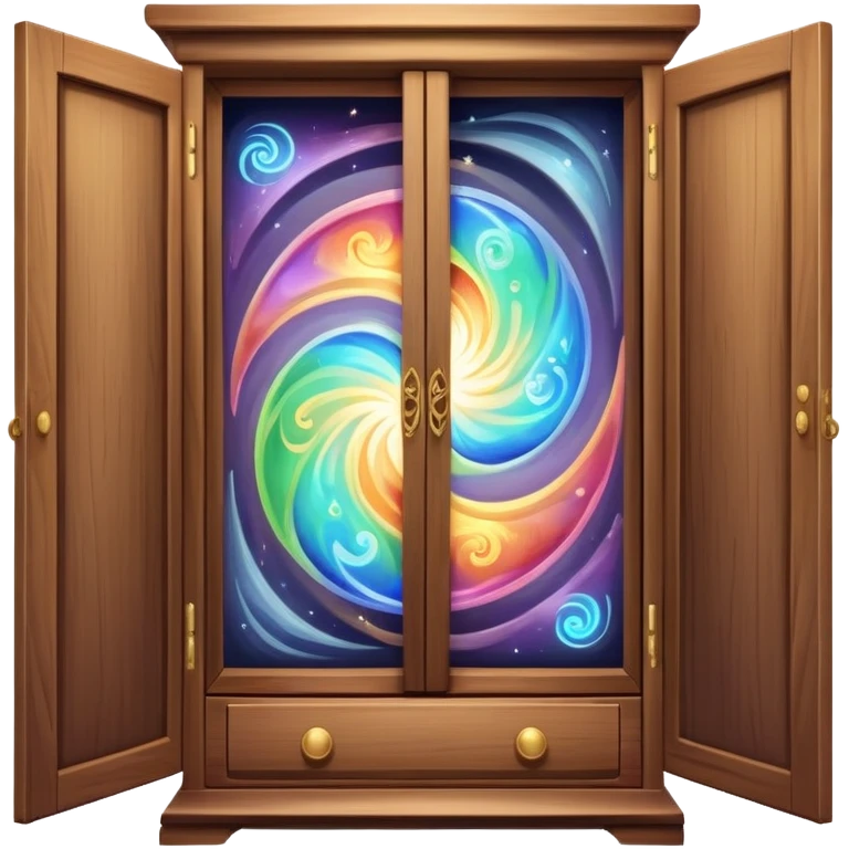 magical vanishing cabinet with doors partially open showing mystical energy inside emoji
