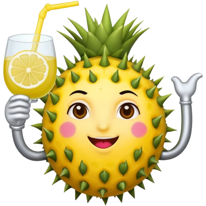 The cartoon Rosa roxburghii fruit then drinks lemon juice. emoji