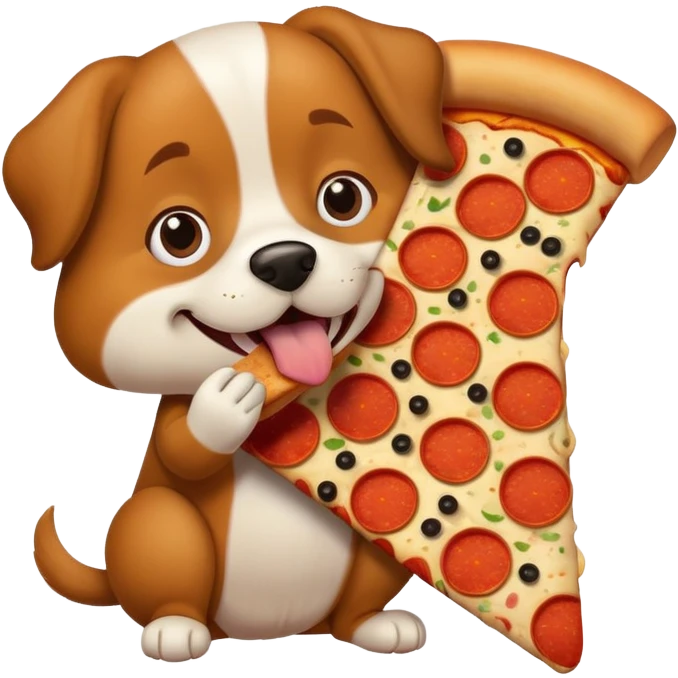 A dog eating pizza emoji