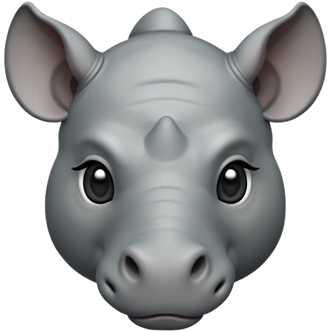 cinematic-noble-cute-rhino-portrait-emoji,slate-grey-hide-poised-and-regal,-with-a-massive,-powerful-build-and-a-thick,--deep-set-soulful-piercing-eyes,-simplified-yet-sharp-and-sophisticated-features,-highly-detailed,-large-black-eyes, white horn, front facing, zoomed out showing shoulders emoji