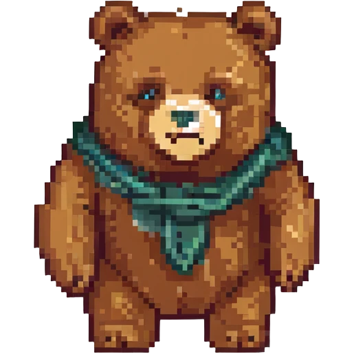 pixel art of a bulky bear with a facial wound emoji