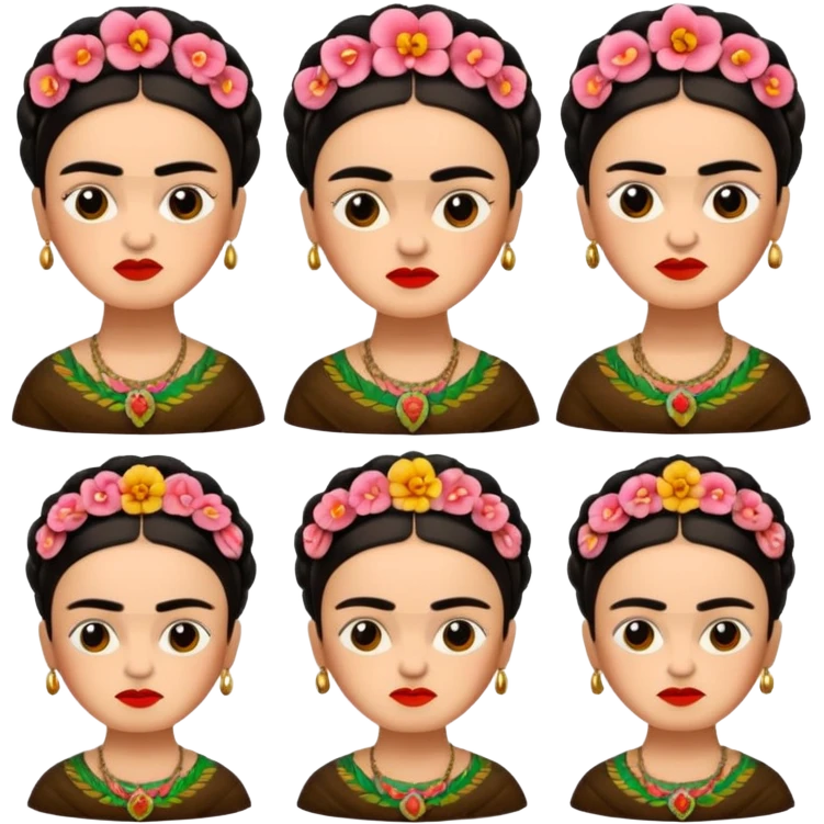 defferent emojis and emoticons of Frida Kahlo in style of her artworks  emoji