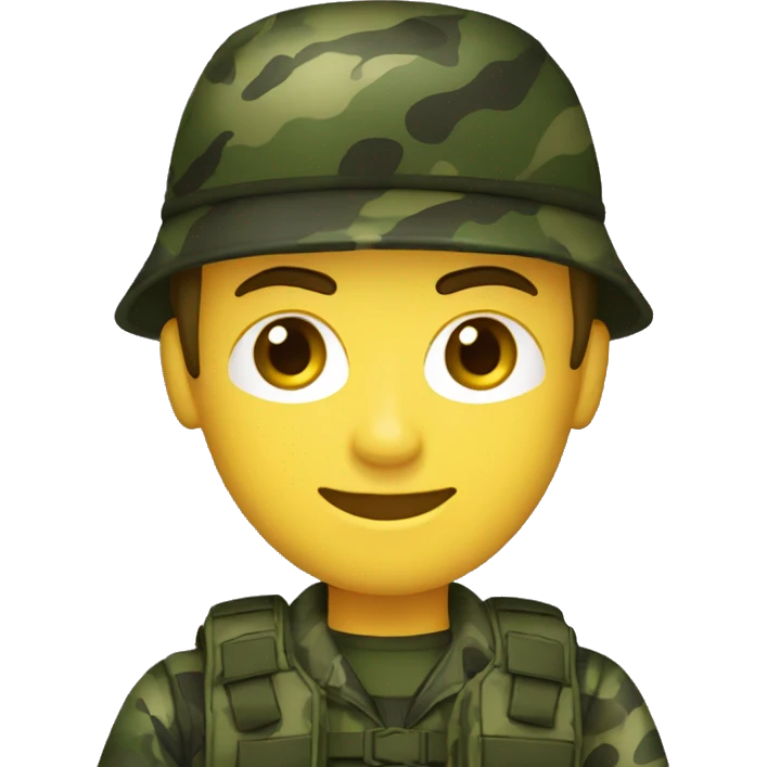 Um soldado com uniforme camuflado preto emoji