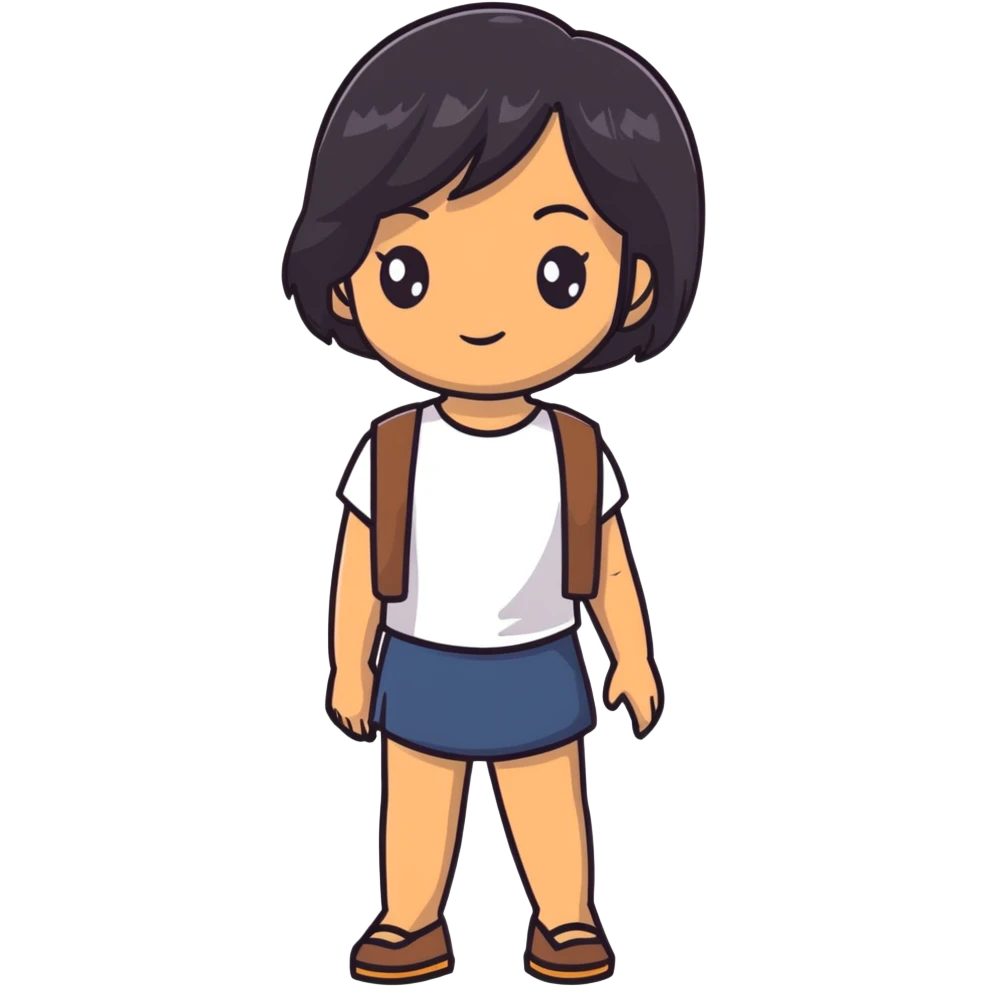 Girl with black shoulder length hair, brown eyes, and tan skin emoji