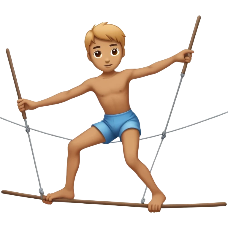 person on tightrope holding horizontal balancing stick
 emoji