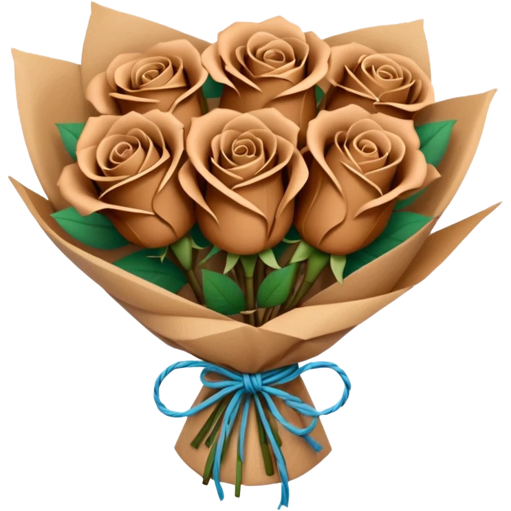 Bouquet of brown roses in a paper package emoji