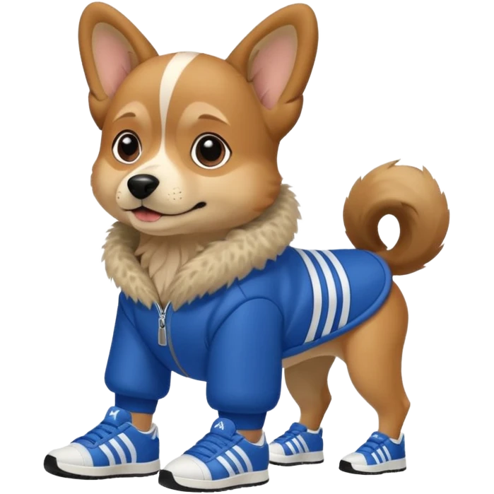 Dog with Adidas shoes emoji