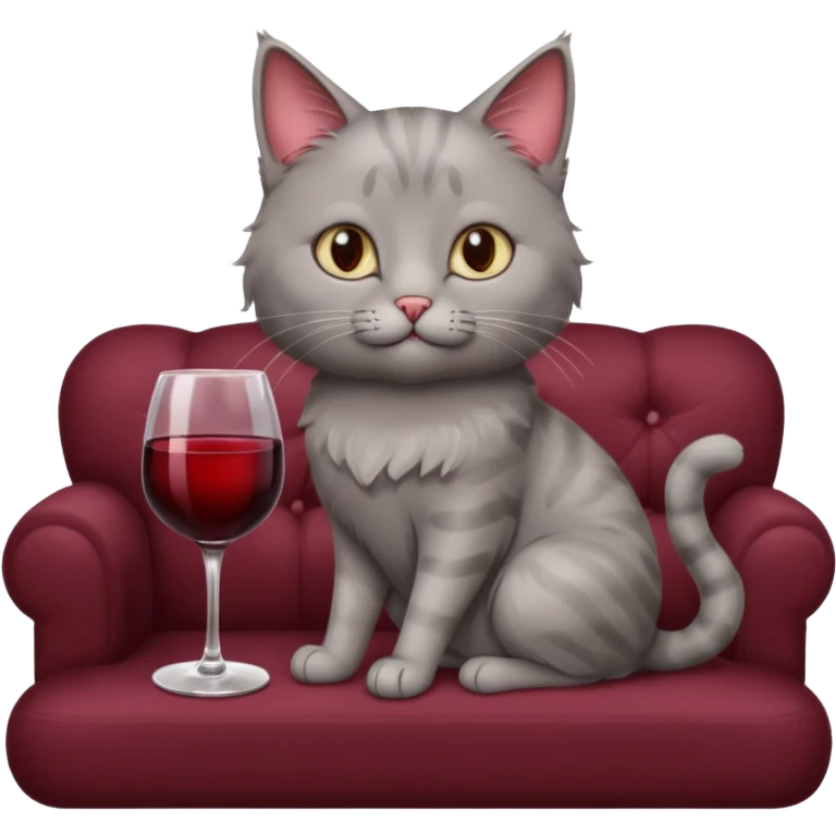 gray Cat On A Couch With Wine emoji