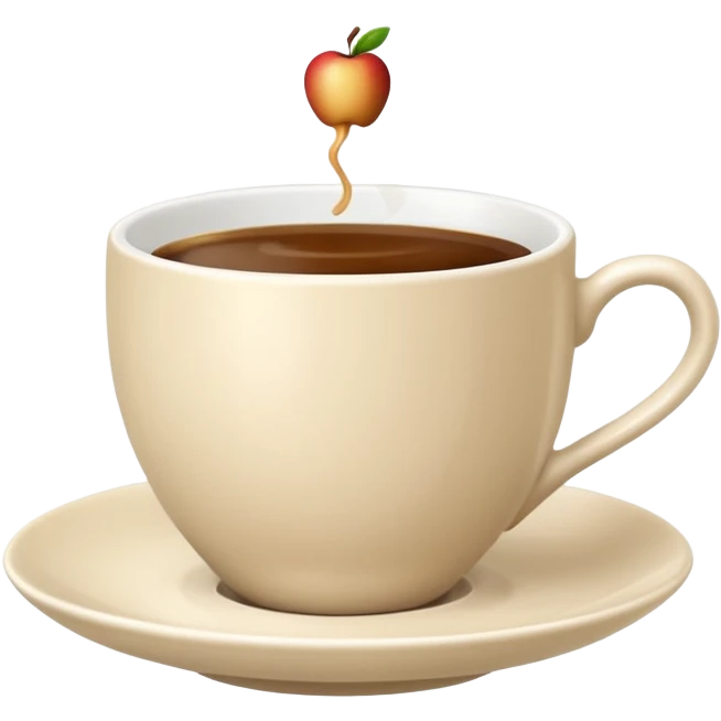 classic coffee cup and saucer, light beige color, elegant shapes, Apple emoji style, no text emoji