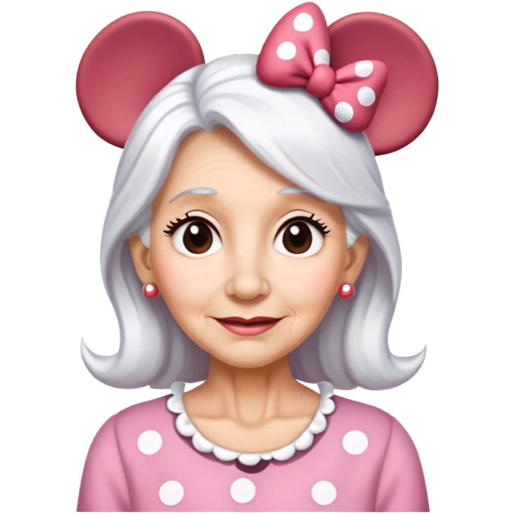 Older woman White hair Minnie mouse ears emoji