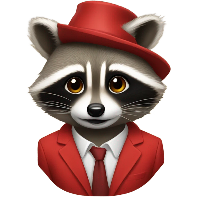 Raccoon wearing a red suit emoji
