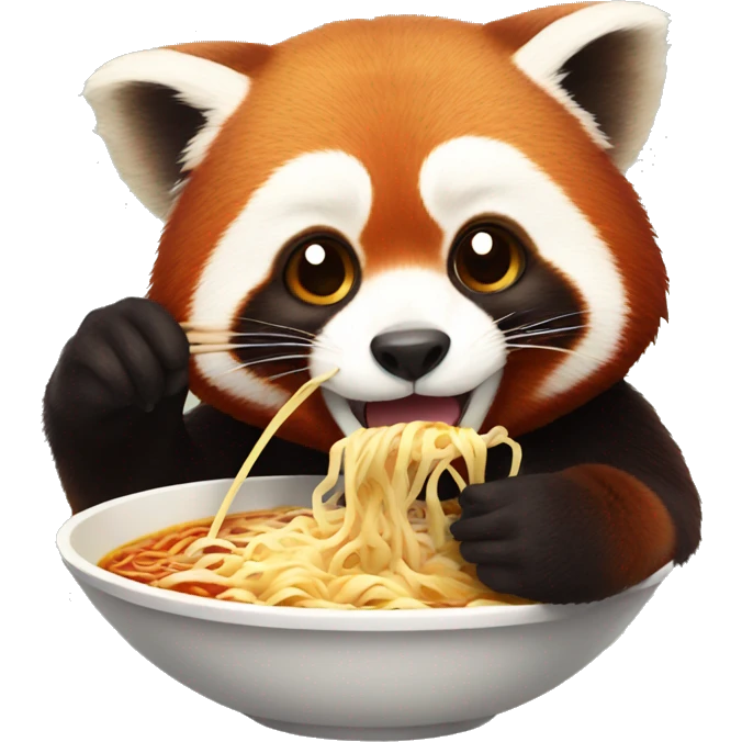 a red panda eating ramen emoji