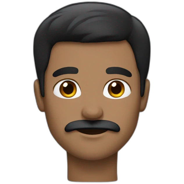 black straight hair guy with modèle black mustache emoji