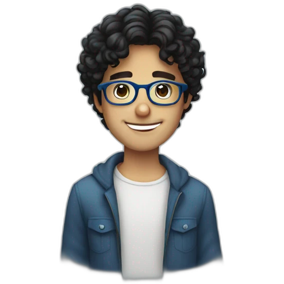 cute italian guy with wavy black hair and blue glasses emoji