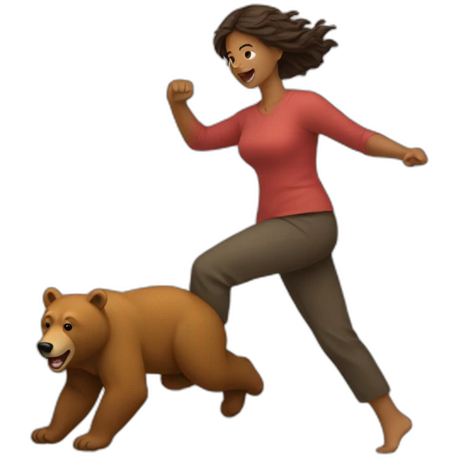 Woman kicking a bear emoji