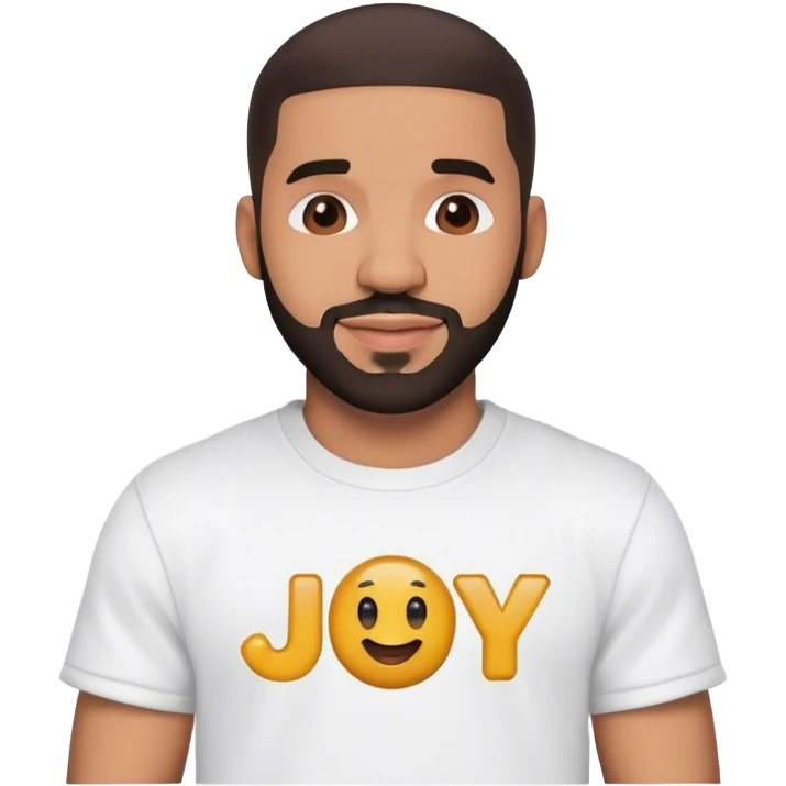 Drake with a shirt that says joy emoji