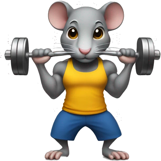 Create an emoji of a rat lifting weights with a determined expression. Make it look like a true gym enthusiast.Using a uniform of the brand "Alter"  emoji