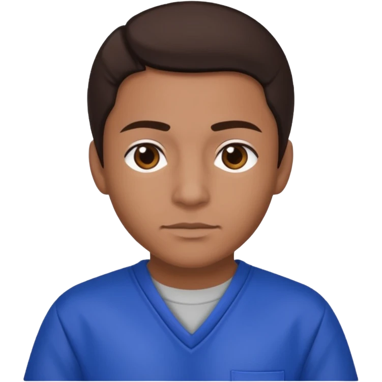 Dre from Lockdown with dre skin, brown eyes, dark brown hair , cobalt blue inmate outfit  emoji