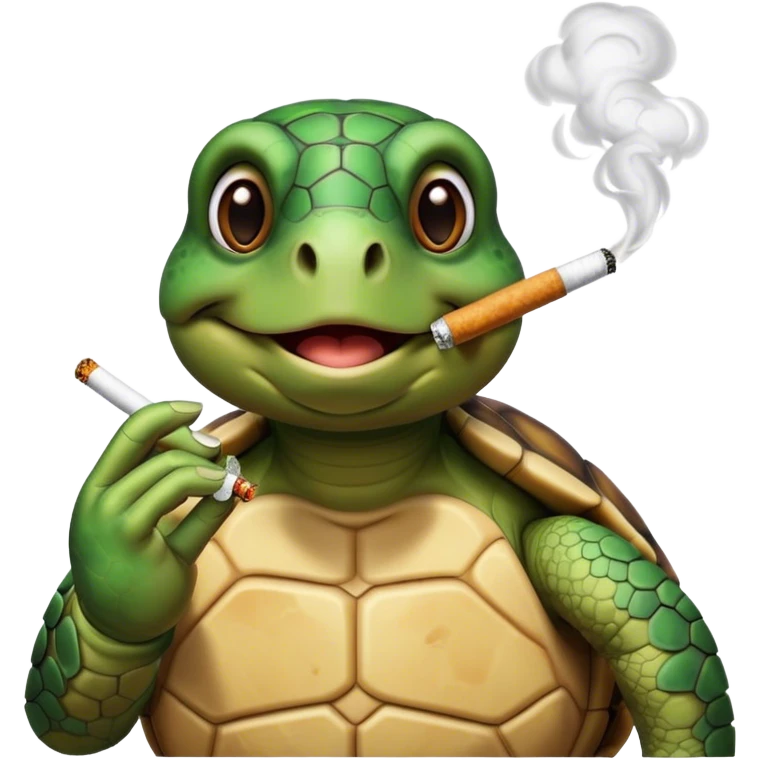 A turtle smoking a cigarette emoji