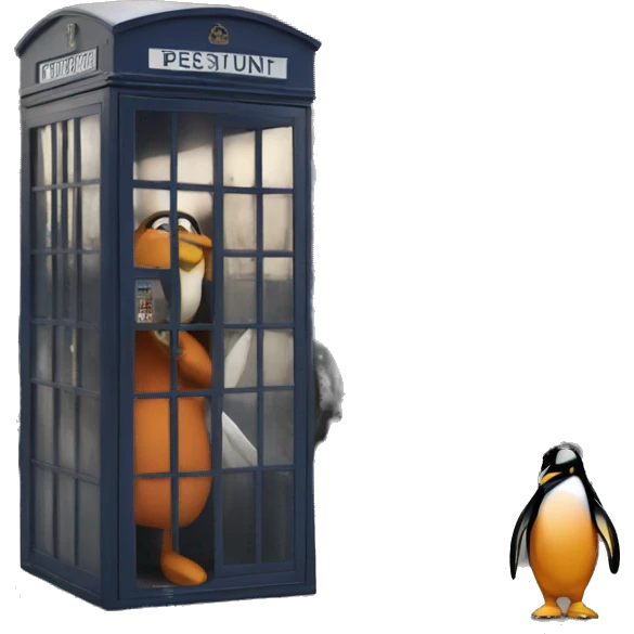 penguin in london phone box emoji