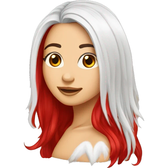 Garota de cabelo longo vermelho e orelhas de loba emoji