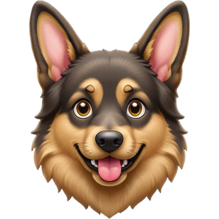 cartoon style dark German Shepherd dog with longer tongue hanging out  emoji