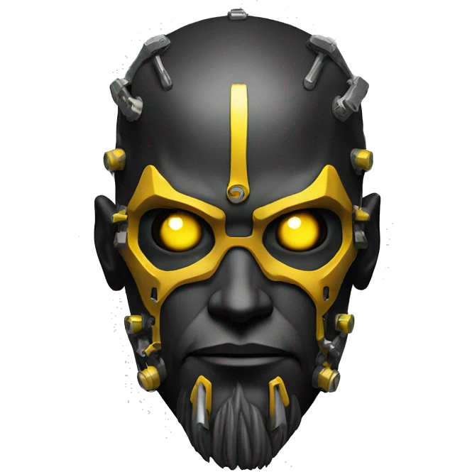 black metal cyborg head with yellow beard emoji