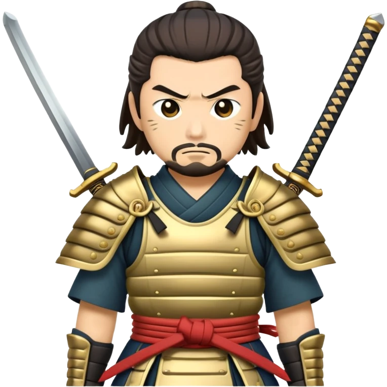 japanese samurai with two swords, traditional armor emoji