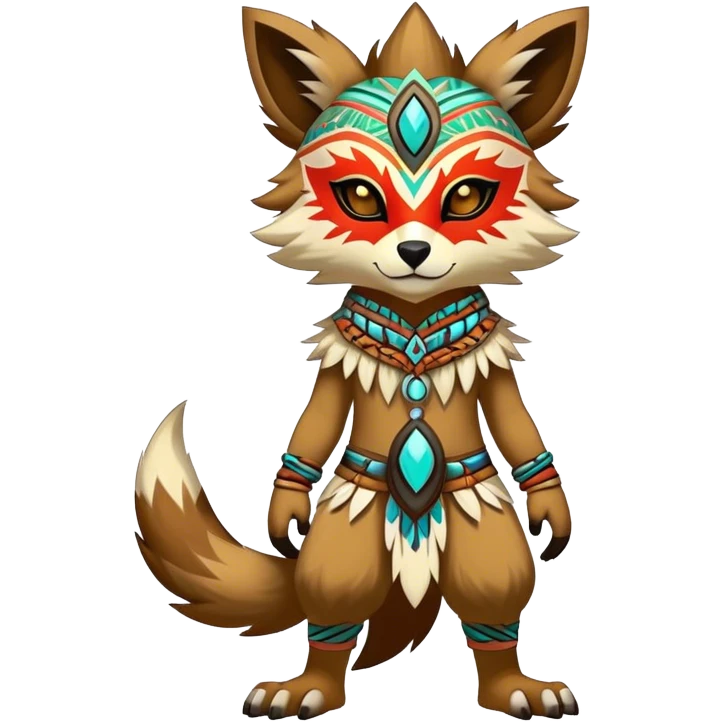 Anthro Sona Cool Edgy Cute Colorful Shy Shamanic Tribal Shiny Fakemon-Fantasy-Creature Full Body emoji
