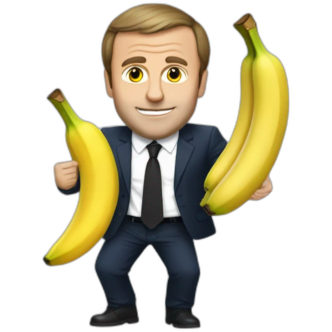 Macron qui lange une banane emoji