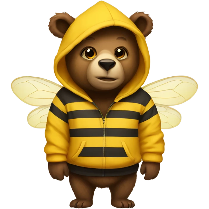 Bear wearing a hoodie with a giant bee  emoji