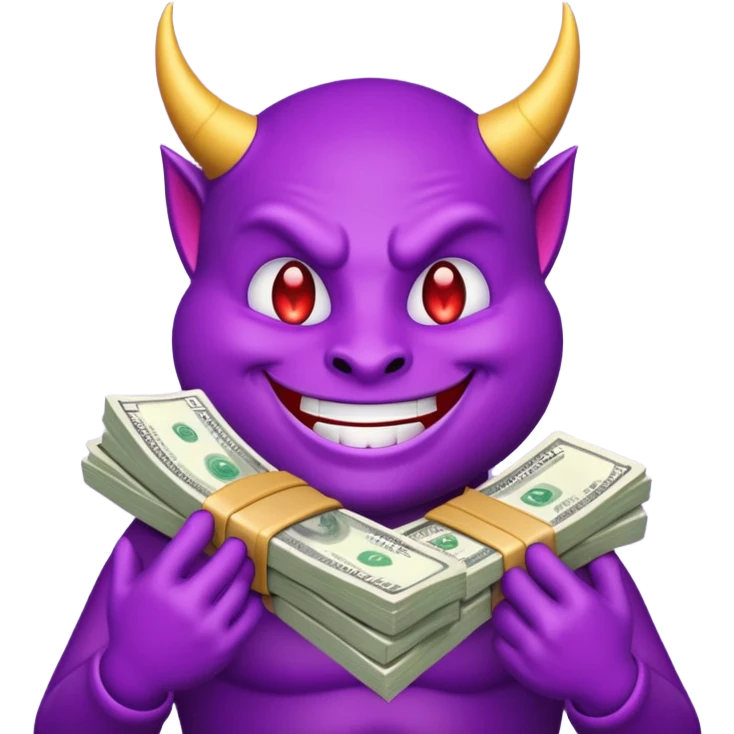 purple devil emoji with money emoji