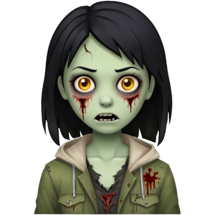 girl zombie with black hair emoji