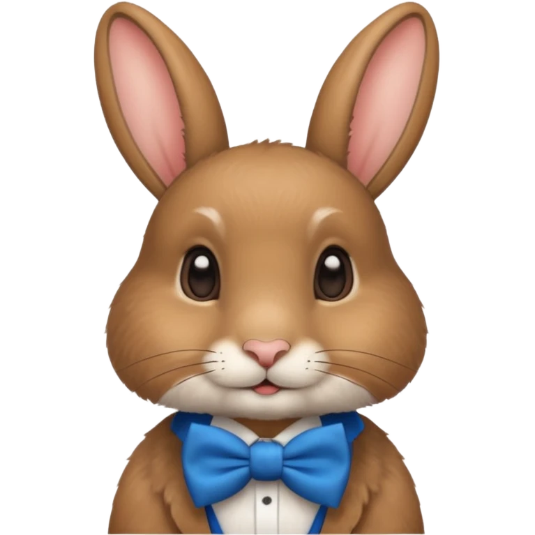 Brown rabbit with blue bow tie emoji