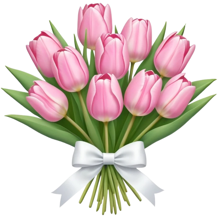 Pastel pink tulip bouquet with bow emoji