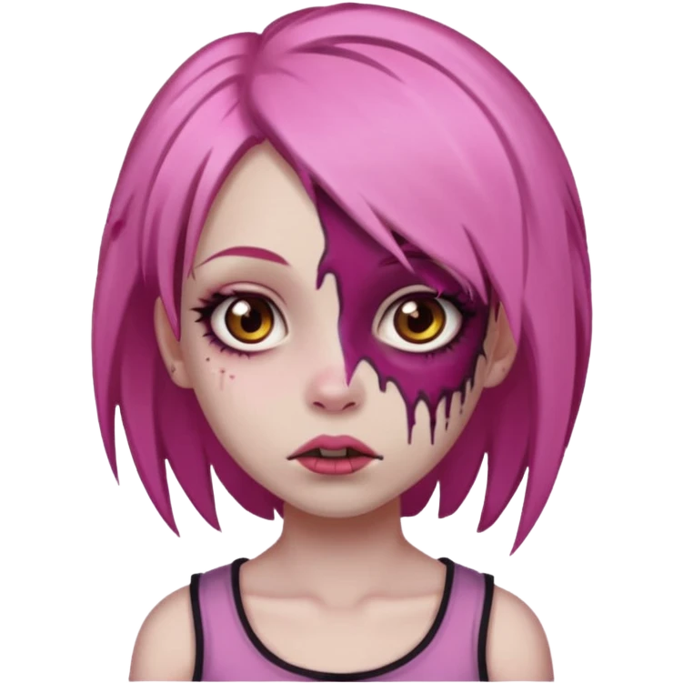 Zumbi girl with Pink hair and brown eyes emoji