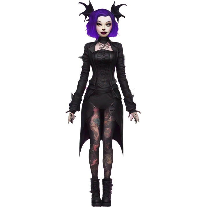 Quirky goth people Afflecks Palace unique attire with dragon bat wings and tattoos neon emoji