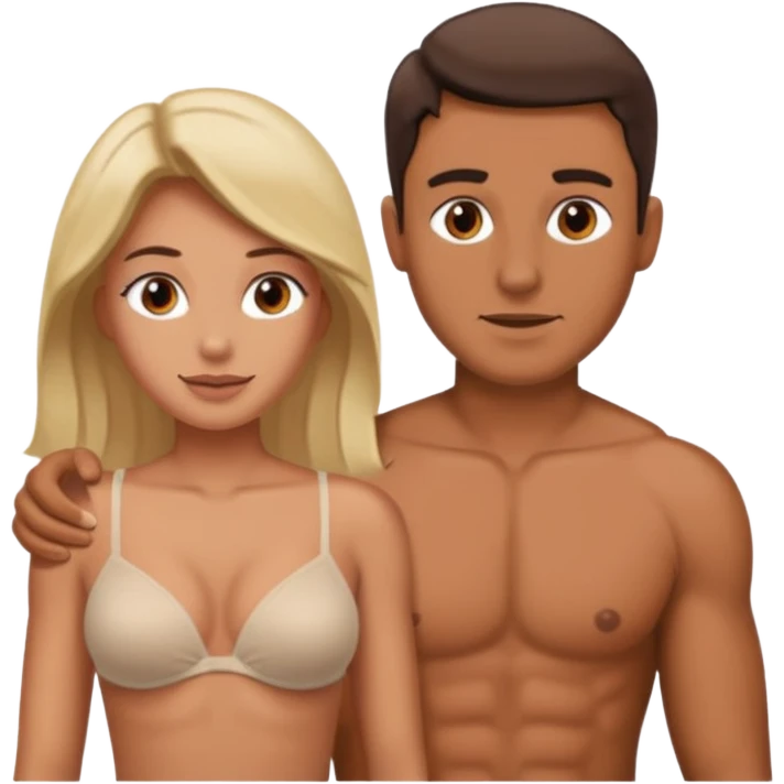 Homem de costas sem camisa,com uma mulher na frente dele emoji