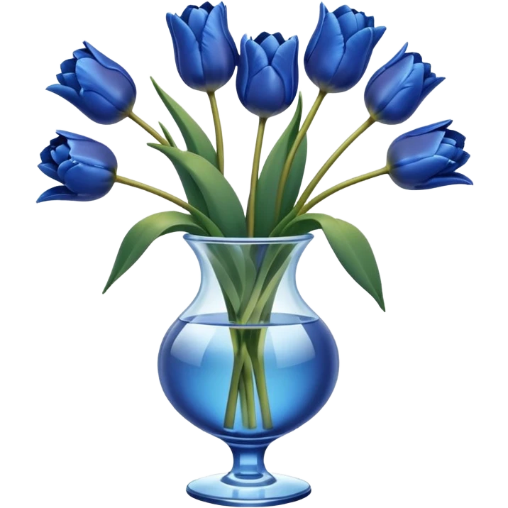 Navy blue tulips in glass vase  emoji