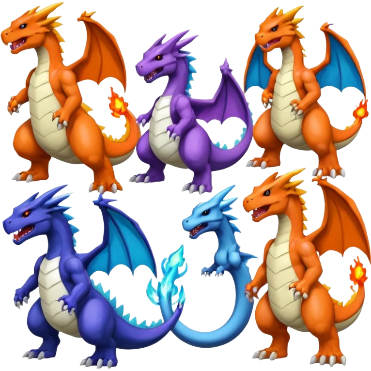 Charizard-Bulkmon-Canoweissmon-Darkdramon-Cybermon-Digimon-creature emoji