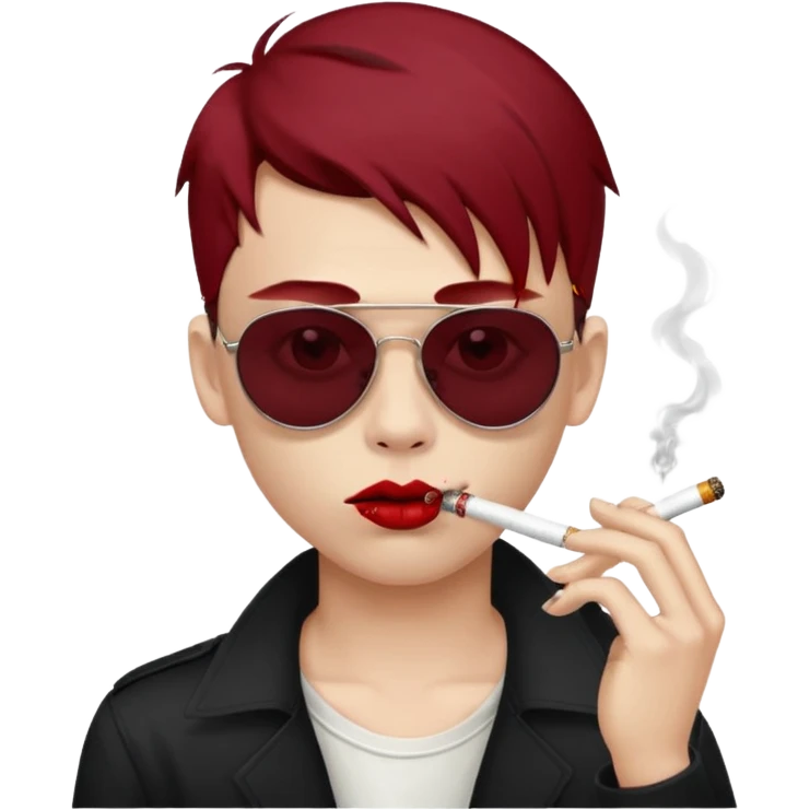 boy high fashion model with piercing sunglasses blood smoking cigarette emoji
